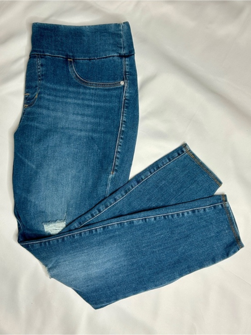 Rock & Republic Pull-On Skinny Jeans Women's Distressed Stretch Denim Size 16